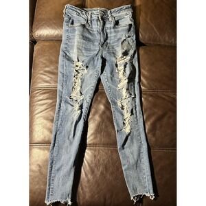 American Eagle Next Level Stretch Women's Distressed Hi Rise Jegging Sz 6 Short